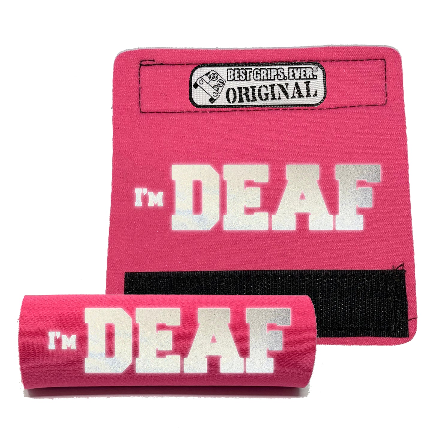Case of 12 - Dog Leash Handle Grip – "HI-VIS I'm DEAF" Safety / Communication Accessory