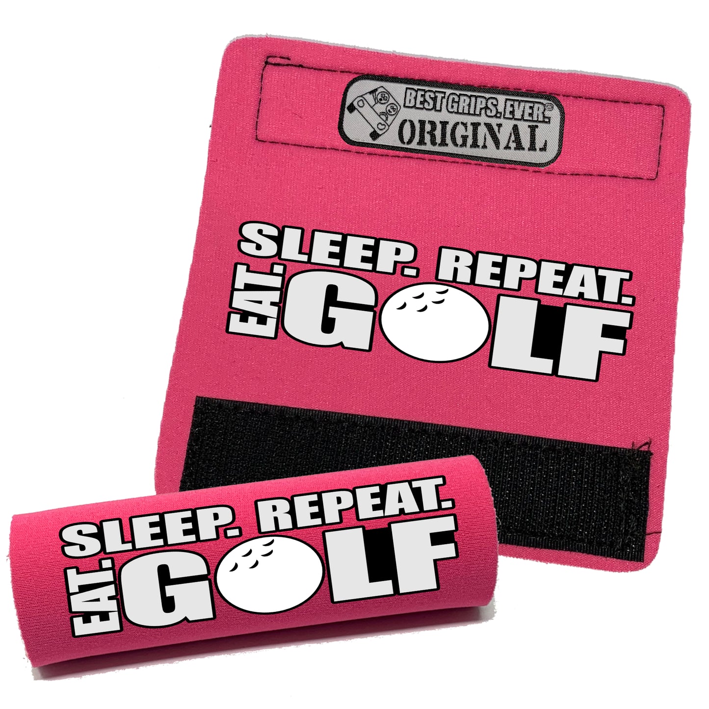 BEST GRIPS. EVER.® handle grip in black featuring Eat. Sleep. Golf. Repeat. Grip, designed for comfort and everyday use.