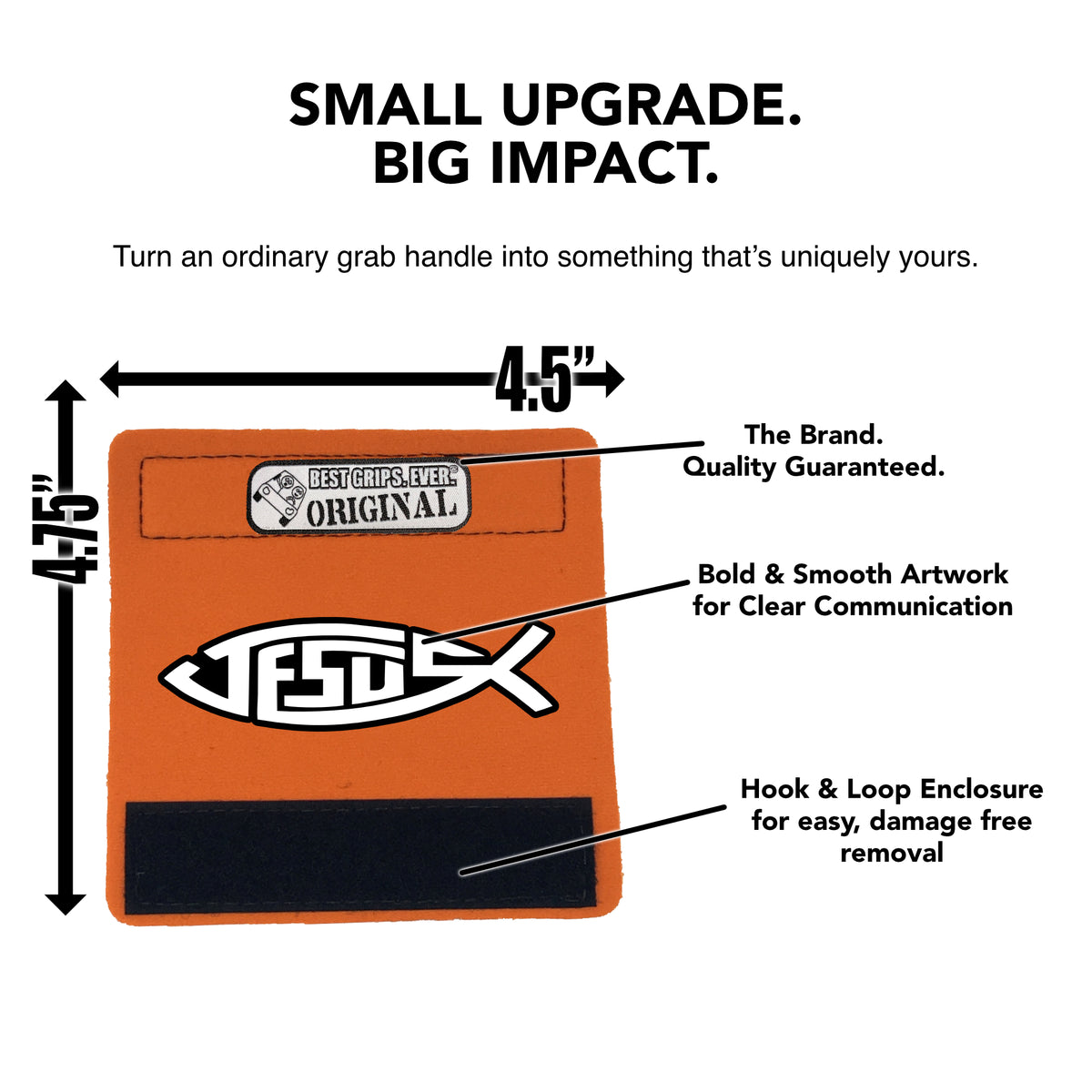 The Jesus Fish Grip product dimensions and value features for vehicle grab handles