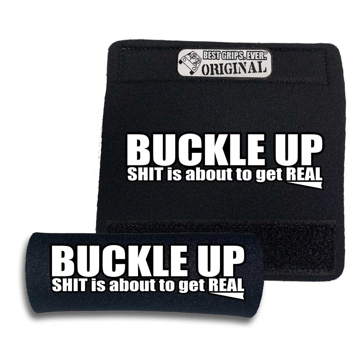 The Buckle Up Grip automotive grab handle cover in Black