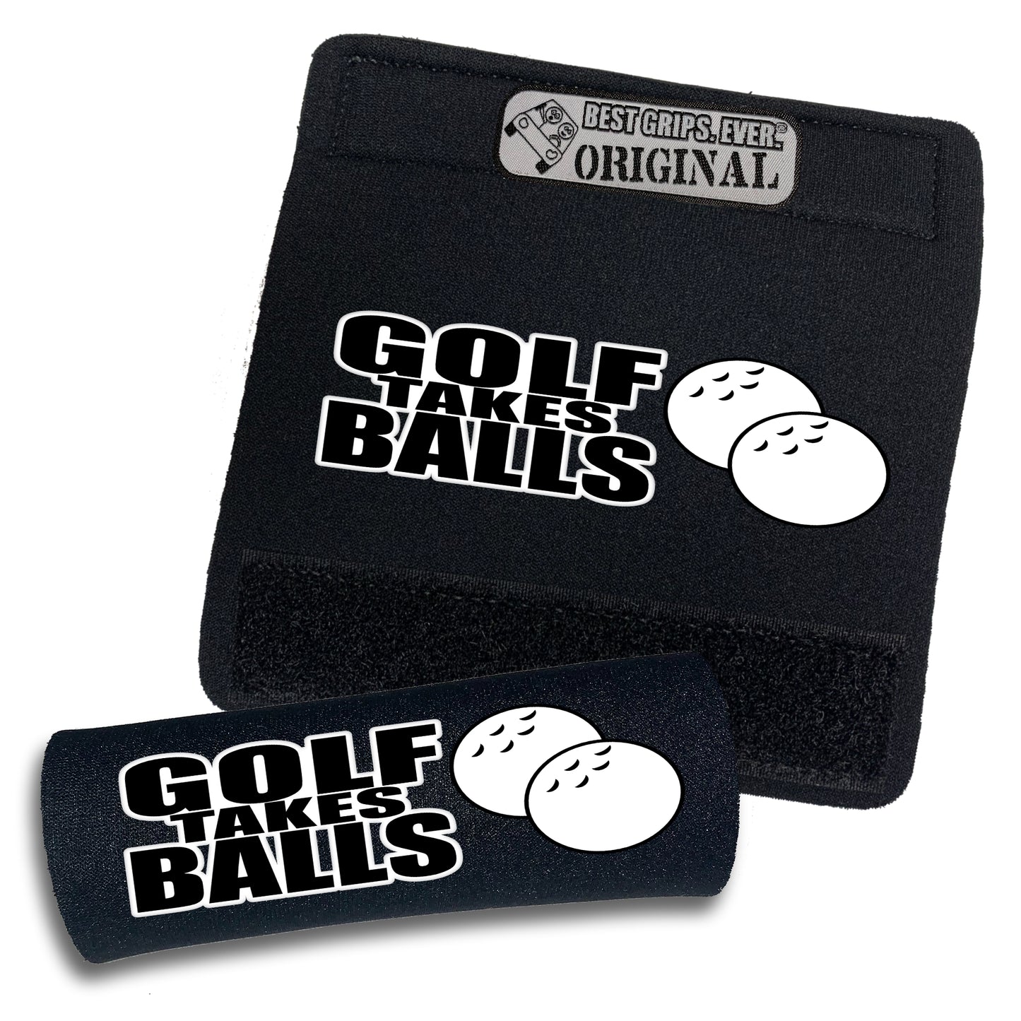 BEST GRIPS. EVER.® handle grip in black featuring Golf Takes Balls Grip, designed for comfort and everyday use.