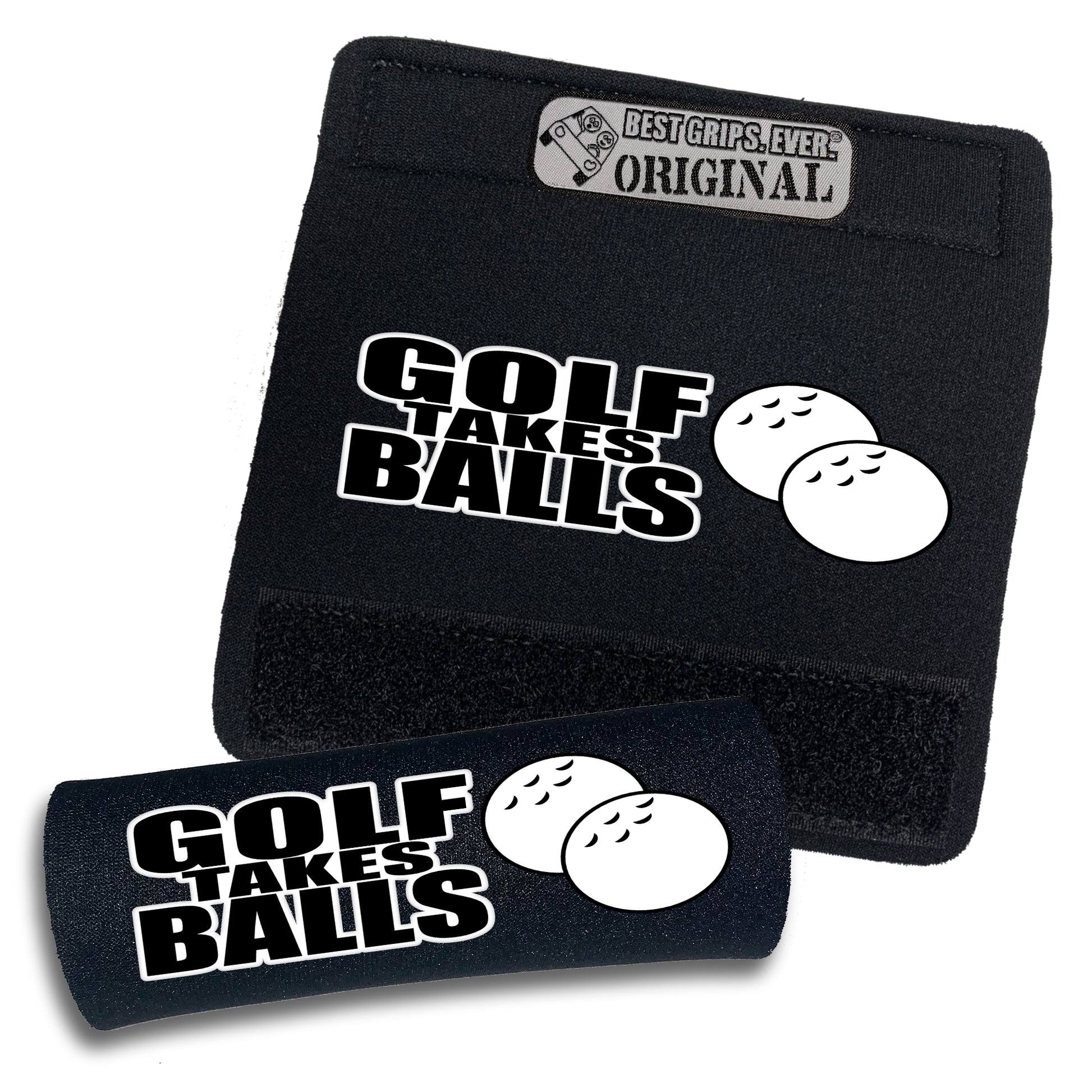BEST GRIPS. EVER.® handle grip in black featuring Golf Takes Balls Grip, designed for comfort and everyday use.