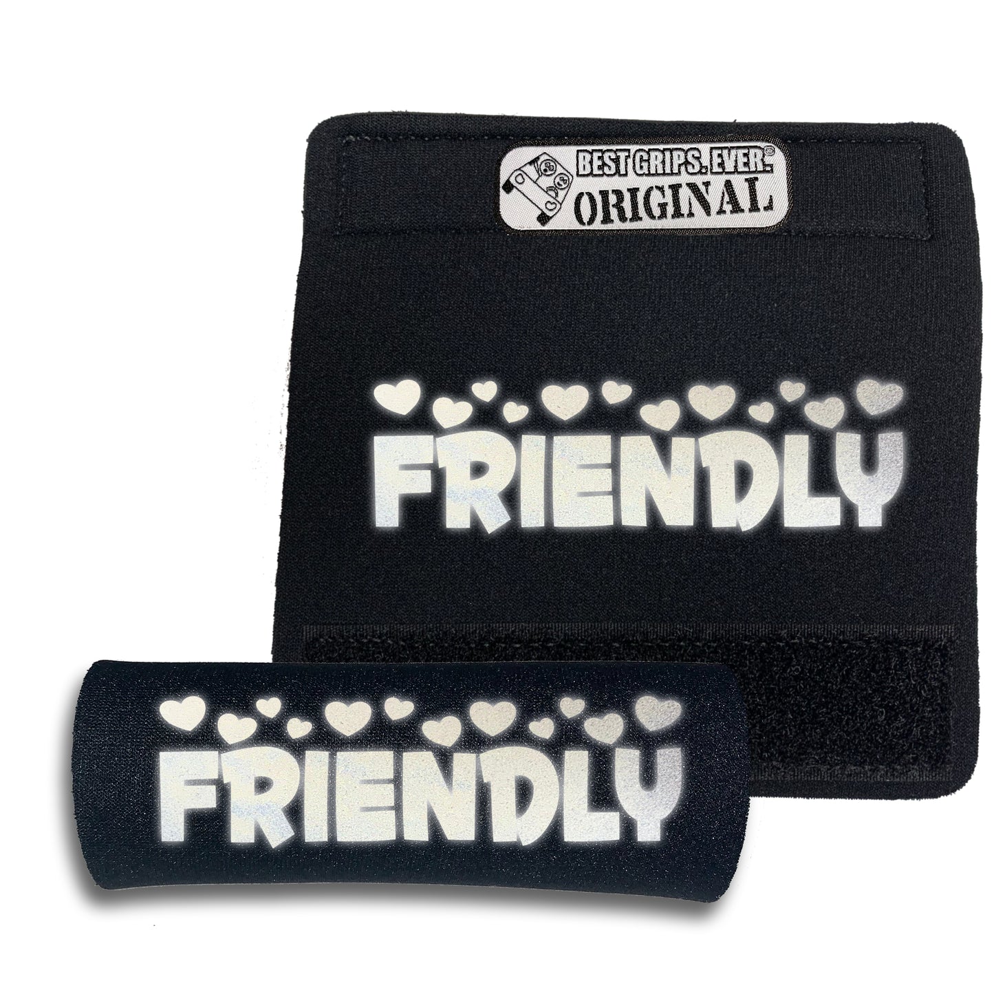 BEST GRIPS. EVER.® leash grip in black featuring HI-VIS I'M FRIENDLY Grip, designed to improve comfort, control, and safety during dog walks.