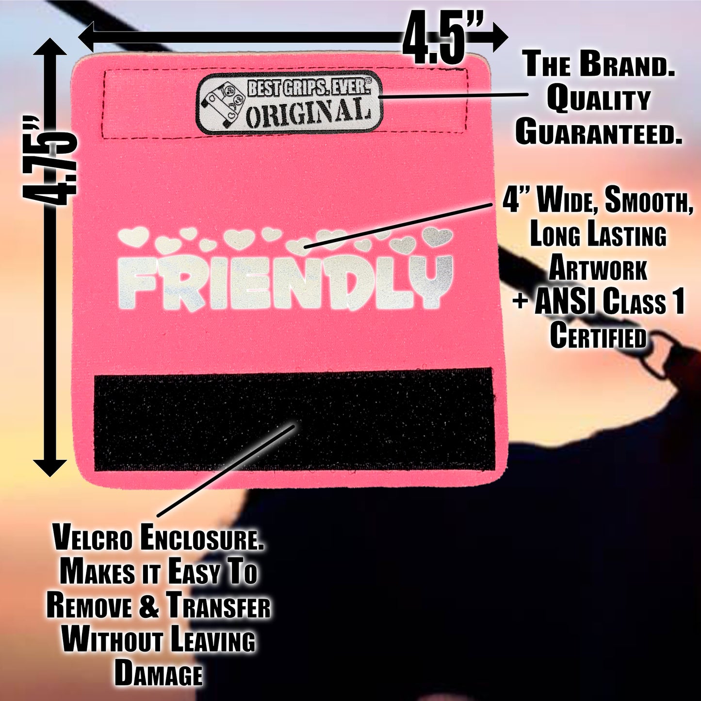 BEST GRIPS. EVER.® leash grip featuring HI-VIS I'M FRIENDLY Grip, designed to improve comfort, control, and safety during dog walks.