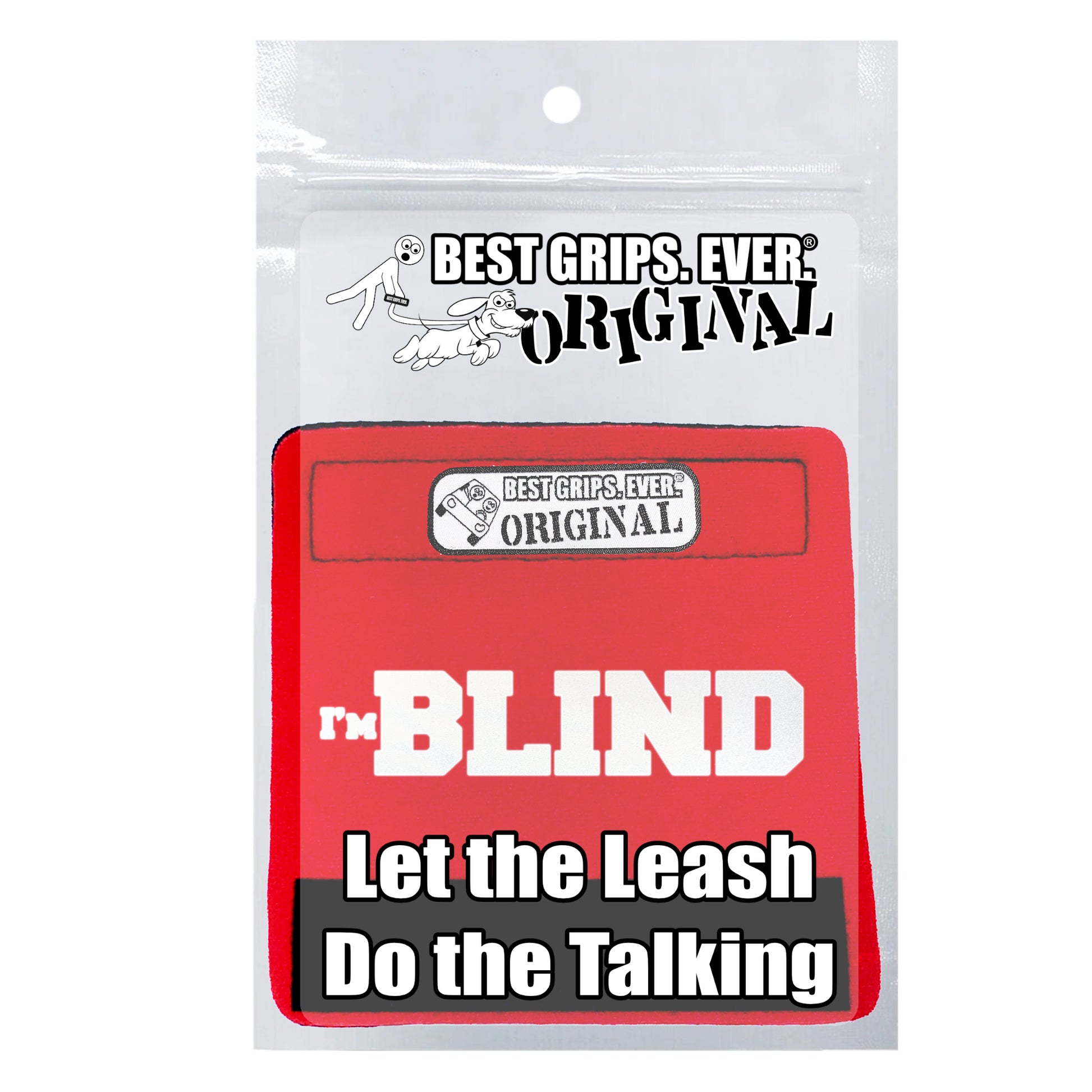 BEST GRIPS. EVER.® leash grip featuring HI-VIS I'm BLIND Grip, designed to improve comfort, control, and safety during dog walks.