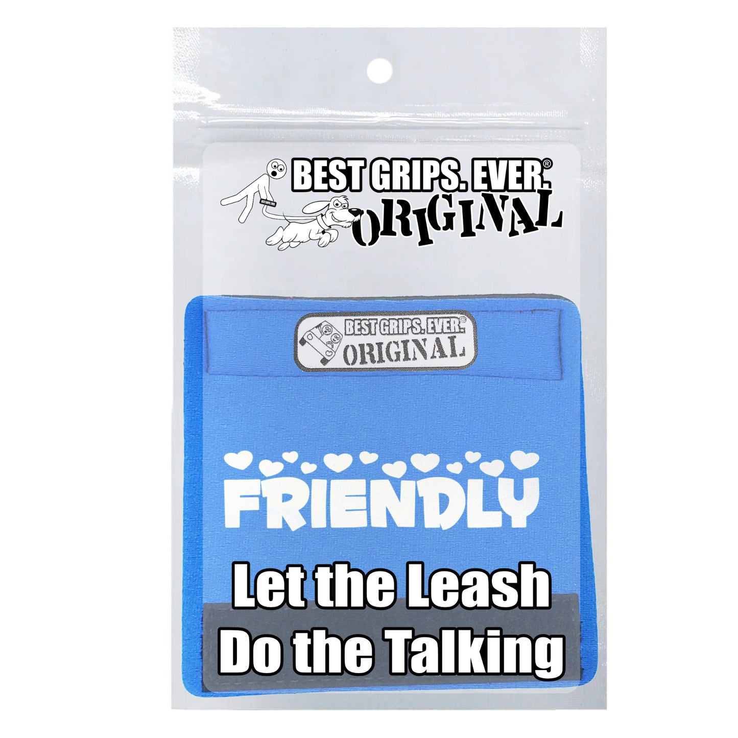 BEST GRIPS. EVER.® leash grip featuring HI-VIS I'M FRIENDLY Grip, designed to improve comfort, control, and safety during dog walks.