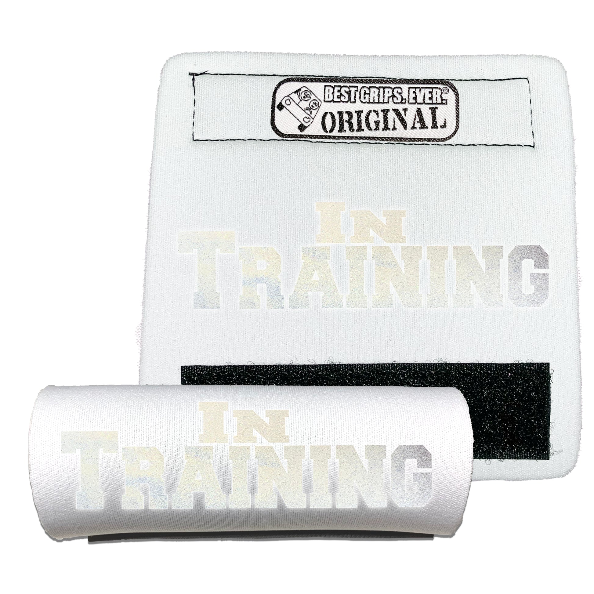 BEST GRIPS. EVER.® leash grip in white featuring HI-VIS IN TRAINING Grip, designed to improve comfort, control, and safety during dog walks.