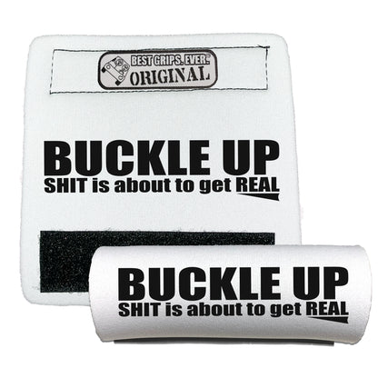 BEST GRIPS. EVER.® handle grip in white featuring The Buckle Up Grip., designed for comfort and everyday use.
