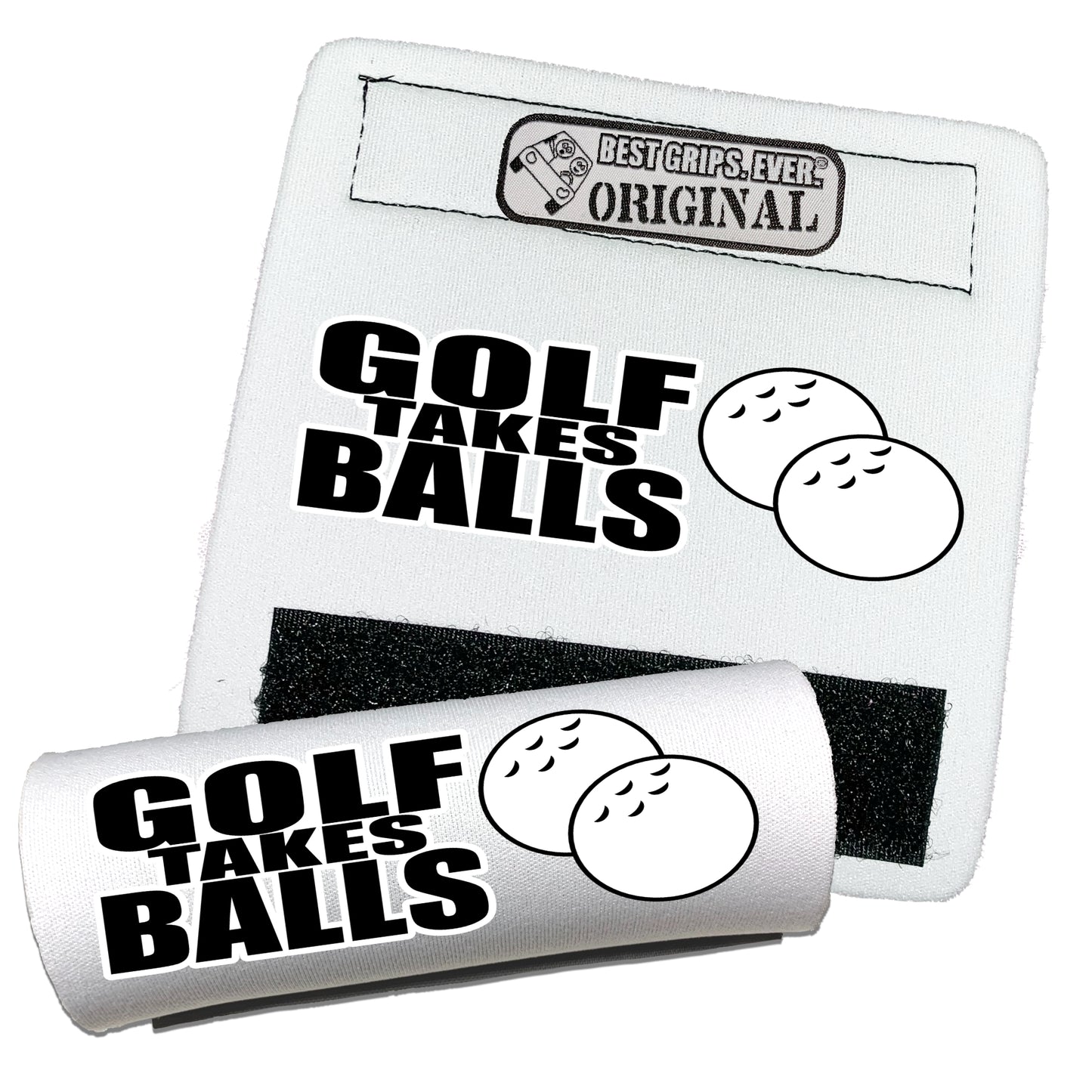 BEST GRIPS. EVER.® handle grip in white featuring Golf Takes Balls Grip, designed for comfort and everyday use.