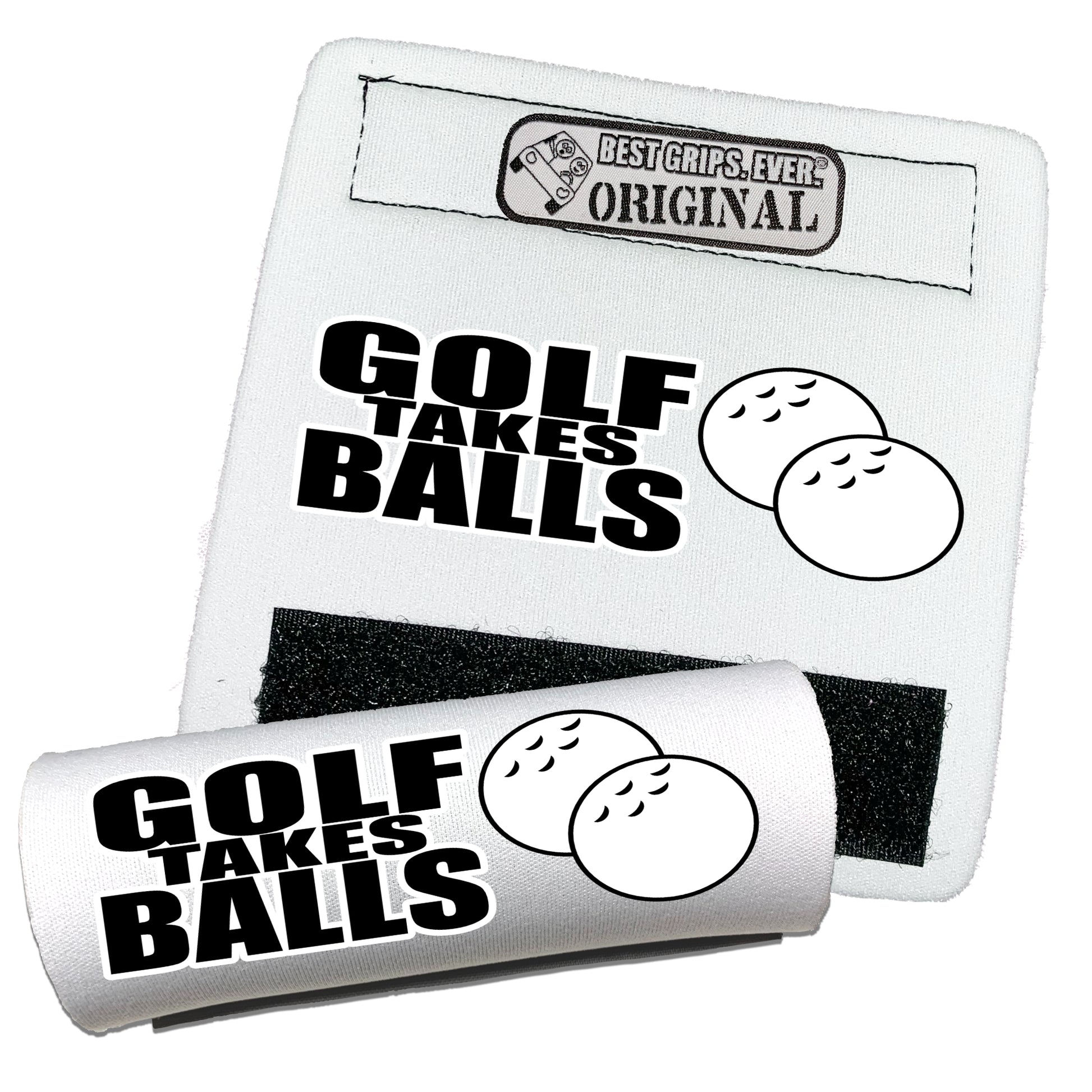 BEST GRIPS. EVER.® handle grip in white featuring Golf Takes Balls Grip, designed for comfort and everyday use.