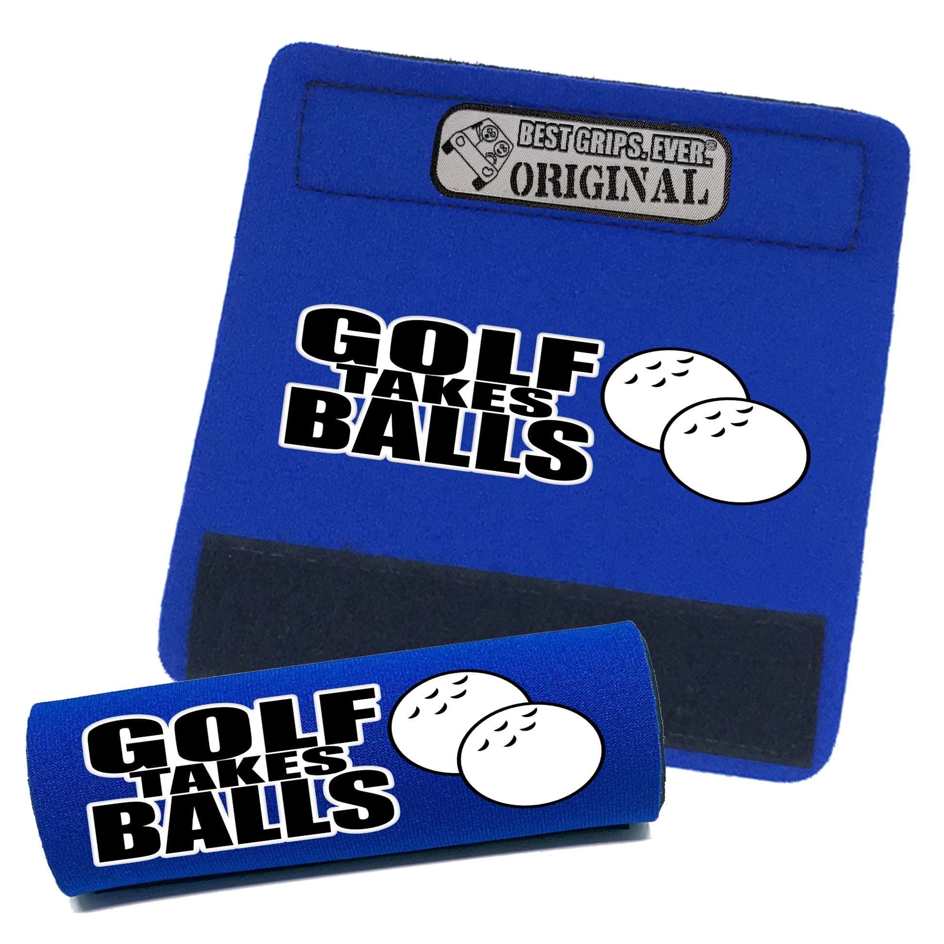 BEST GRIPS. EVER.® handle grip in royal blue featuring Golf Takes Balls Grip, designed for comfort and everyday use.
