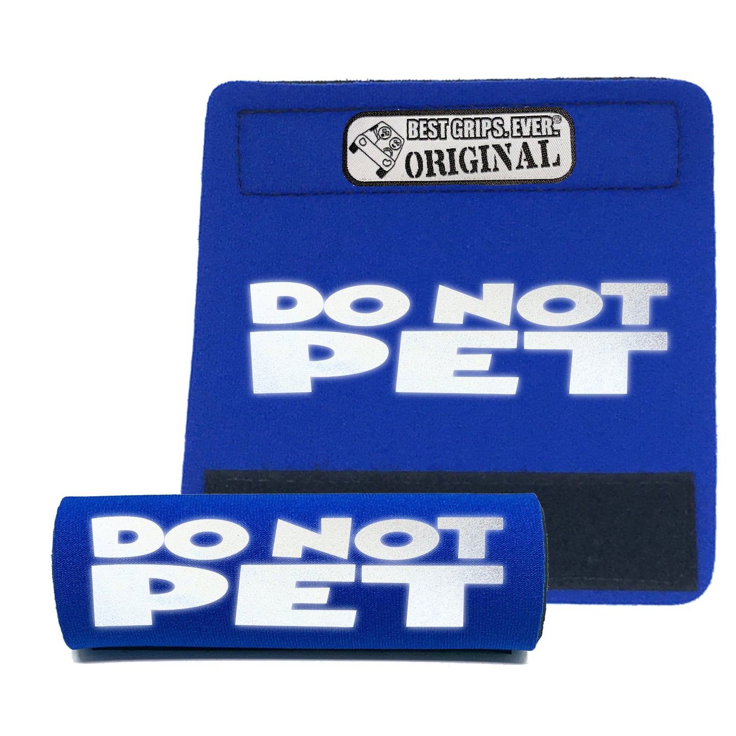 BEST GRIPS. EVER.® leash grip in royal blue featuring HI-VIS DO NOT PET Grip, designed to improve comfort, control, and safety during dog walks.