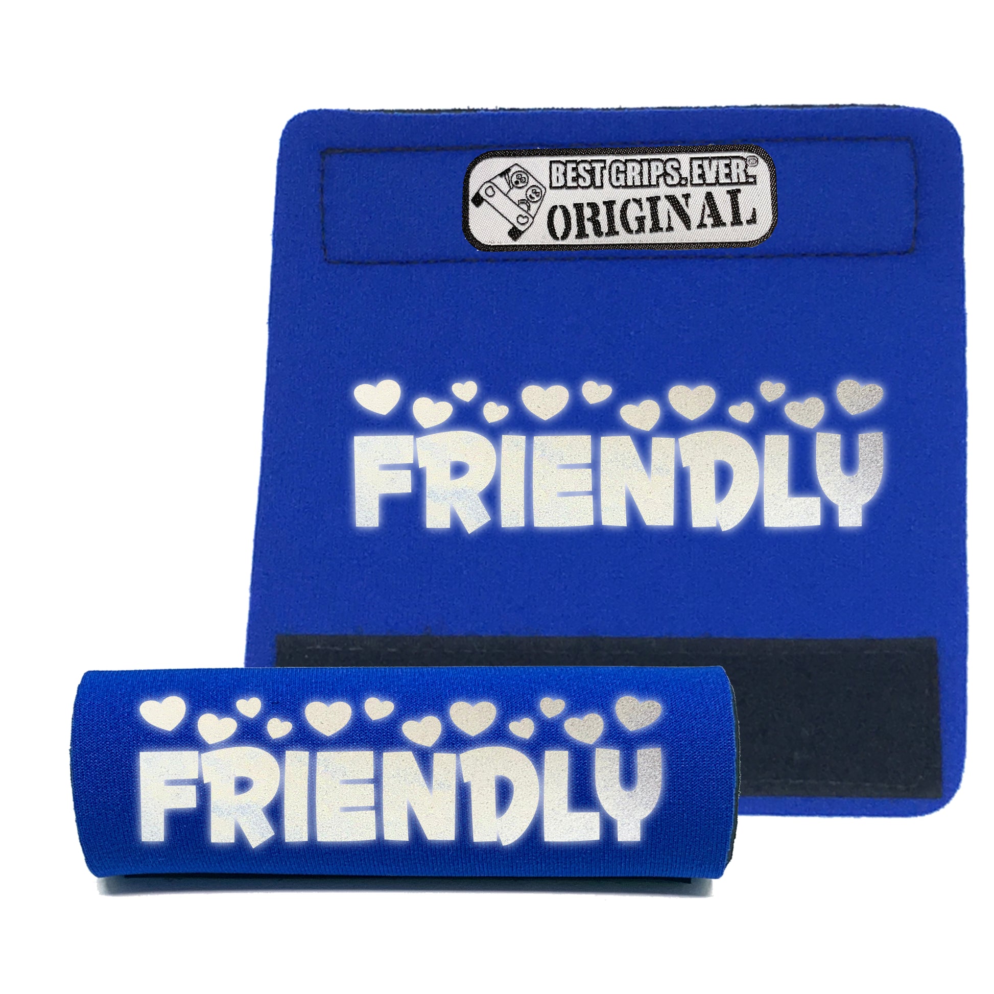 BEST GRIPS. EVER.® leash grip in royal blue featuring HI-VIS I'M FRIENDLY Grip, designed to improve comfort, control, and safety during dog walks.
