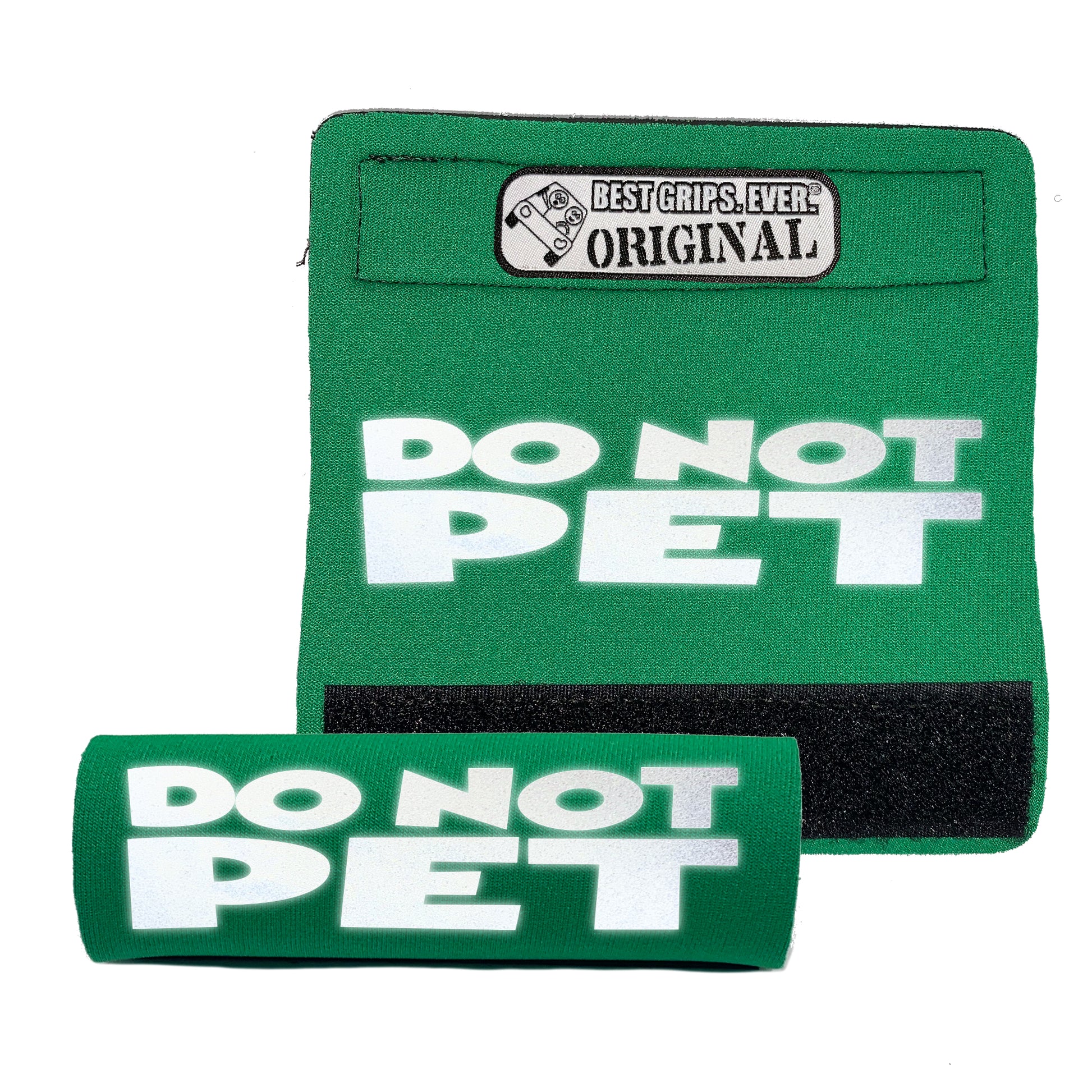 BEST GRIPS. EVER.® leash grip in green featuring HI-VIS DO NOT PET Grip, designed to improve comfort, control, and safety during dog walks.