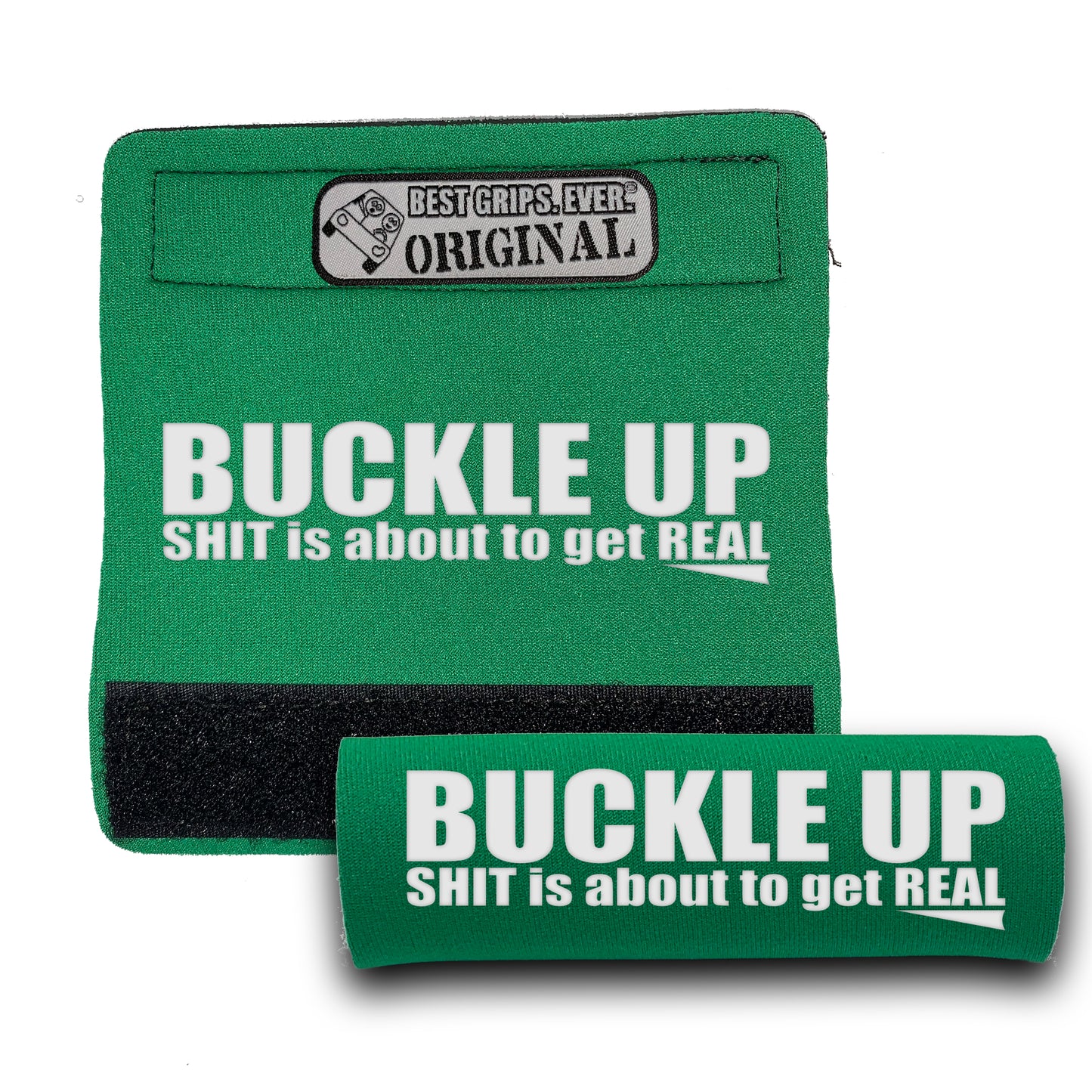 BEST GRIPS. EVER.® handle grip in green featuring The Buckle Up Grip., designed for comfort and everyday use.