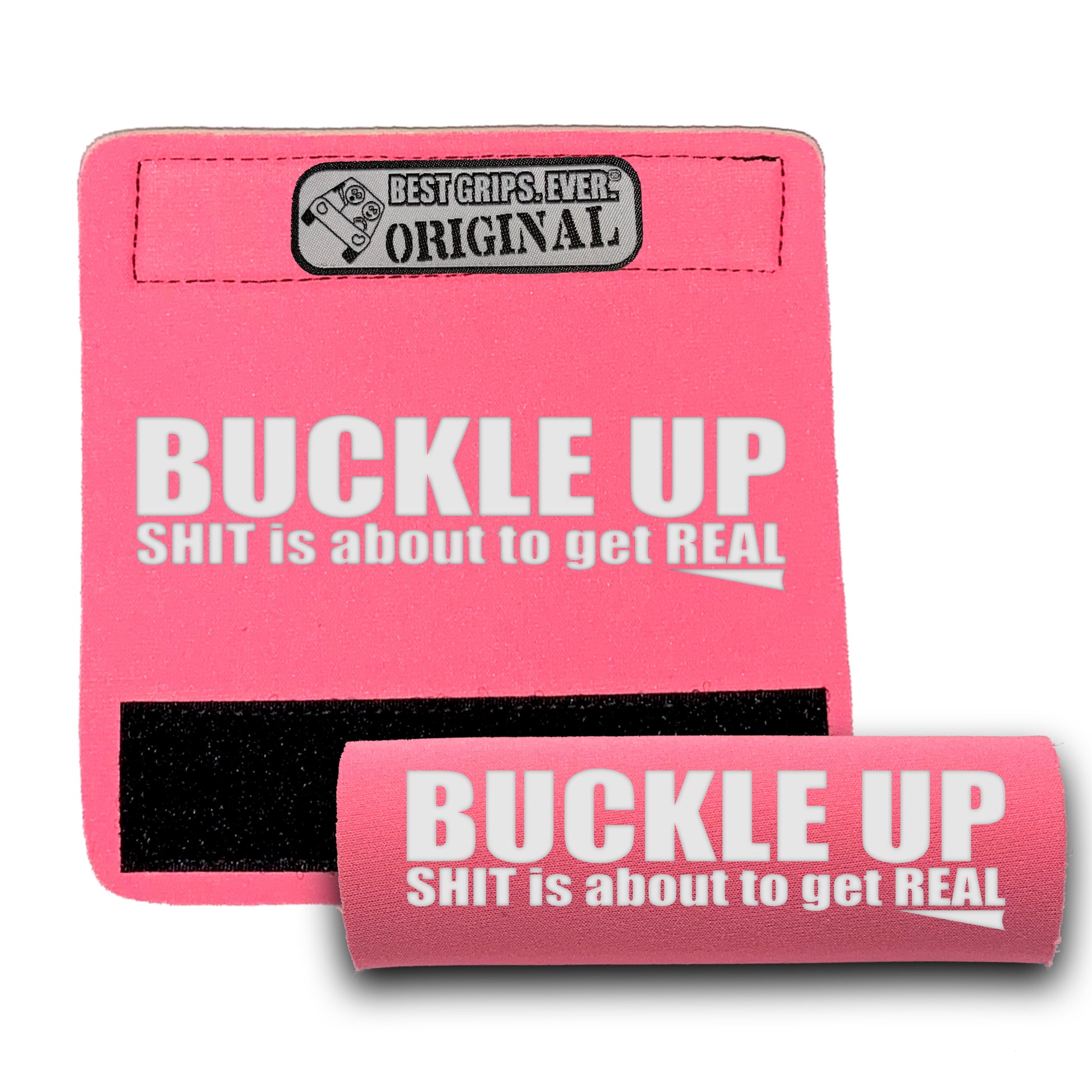 BEST GRIPS. EVER.® handle grip in pink featuring The Buckle Up Grip., designed for comfort and everyday use.