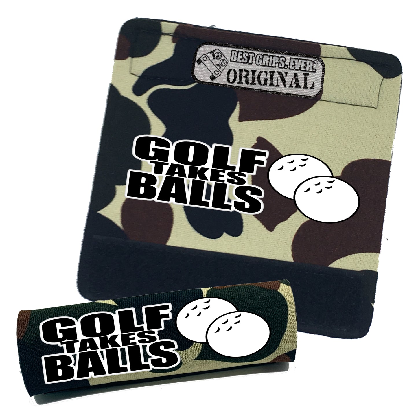 BEST GRIPS. EVER.® handle grip in camo featuring Golf Takes Balls Grip, designed for comfort and everyday use.