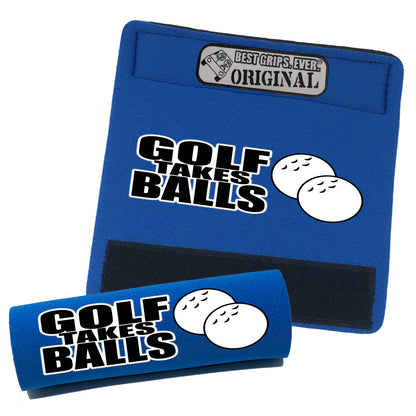 BEST GRIPS. EVER.® handle grip in electric blue featuring Golf Takes Balls Grip, designed for comfort and everyday use.