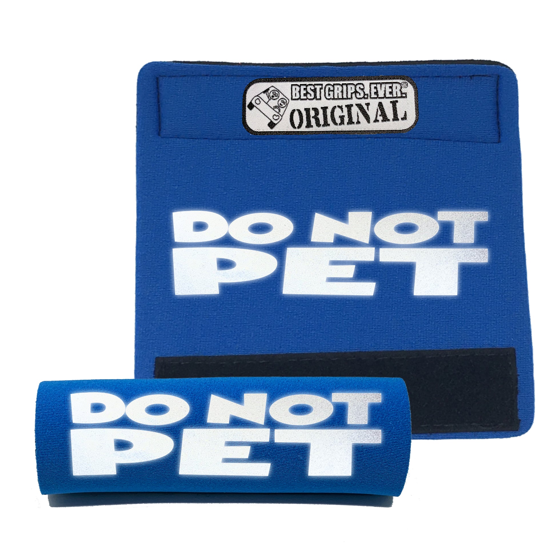 BEST GRIPS. EVER.® leash grip in electric blue featuring HI-VIS DO NOT PET Grip, designed to improve comfort, control, and safety during dog walks.