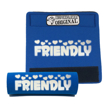 BEST GRIPS. EVER.® leash grip in electric blue featuring HI-VIS I'M FRIENDLY Grip, designed to improve comfort, control, and safety during dog walks.
