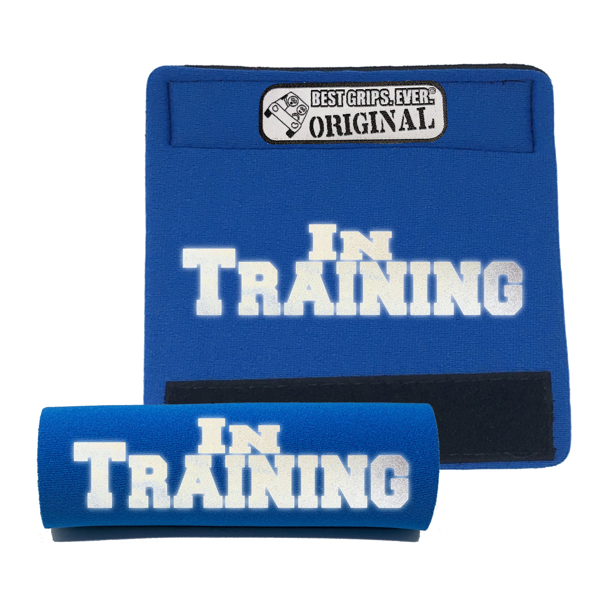 BEST GRIPS. EVER.® leash grip in electric blue featuring HI-VIS IN TRAINING Grip, designed to improve comfort, control, and safety during dog walks.