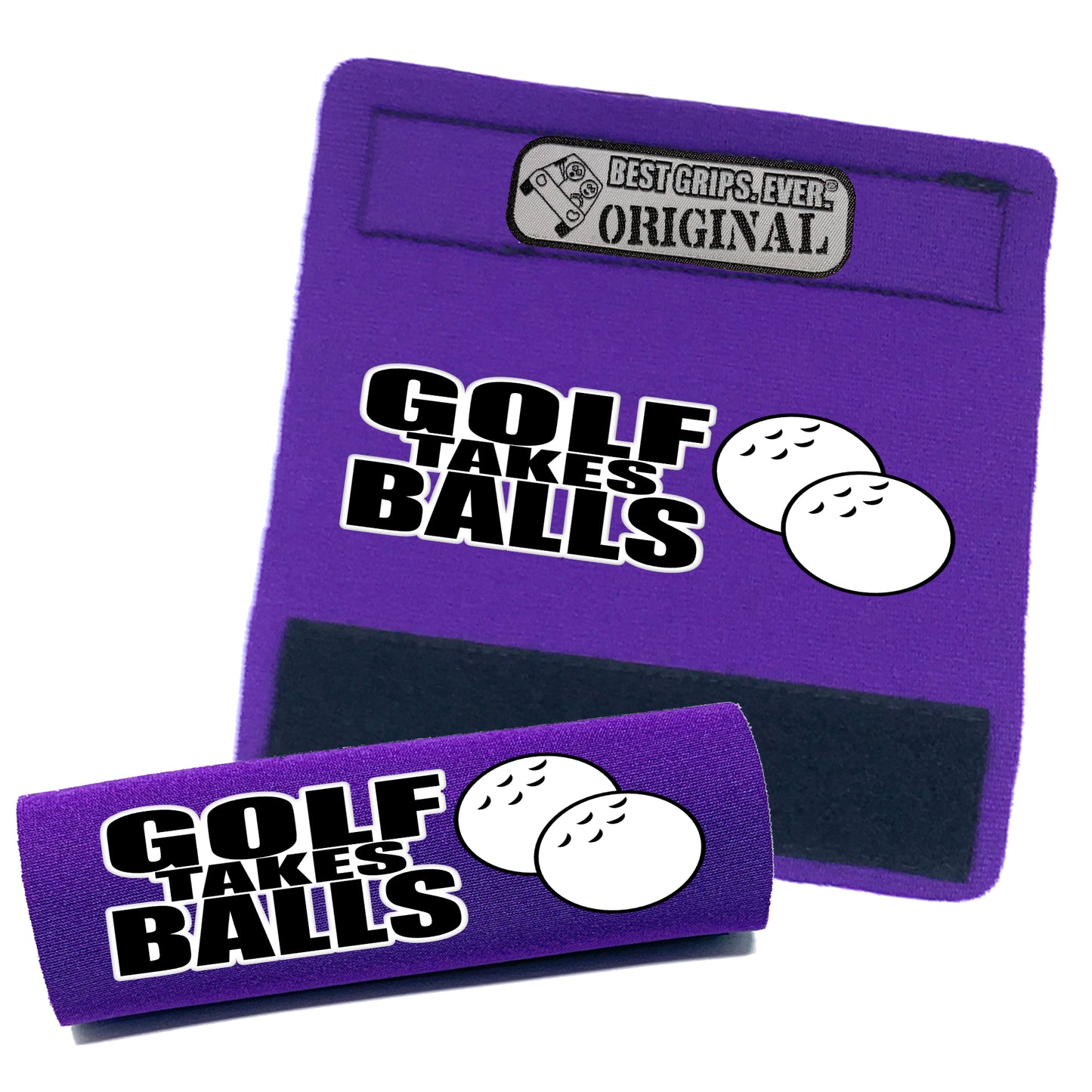 BEST GRIPS. EVER.® handle grip in purple featuring Golf Takes Balls Grip, designed for comfort and everyday use.