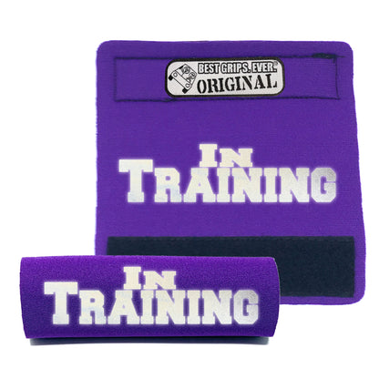 BEST GRIPS. EVER.® leash grip in purple featuring HI-VIS IN TRAINING Grip, designed to improve comfort, control, and safety during dog walks.