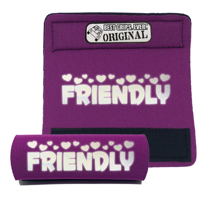 BEST GRIPS. EVER.® leash grip in fuchsia featuring HI-VIS I'M FRIENDLY Grip, designed to improve comfort, control, and safety during dog walks.