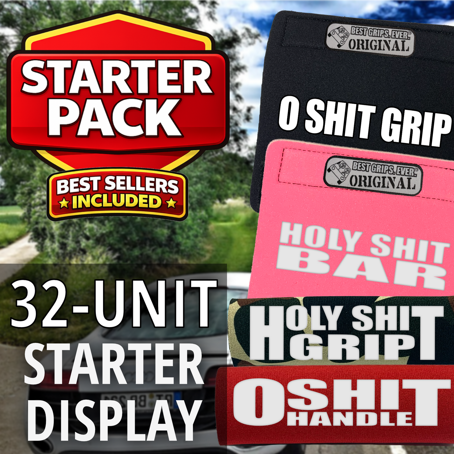 Funny Car Grab Handle Grip – "Best Sellers Sampler Pack - for Cars" Gag Gift Auto Accessory (32 Units)