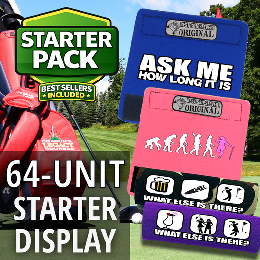 Golf Bag Handle Grip – "Best Sellers Sampler Pack - for Golf" Funny Golf Gift Under $20 (64 Units)