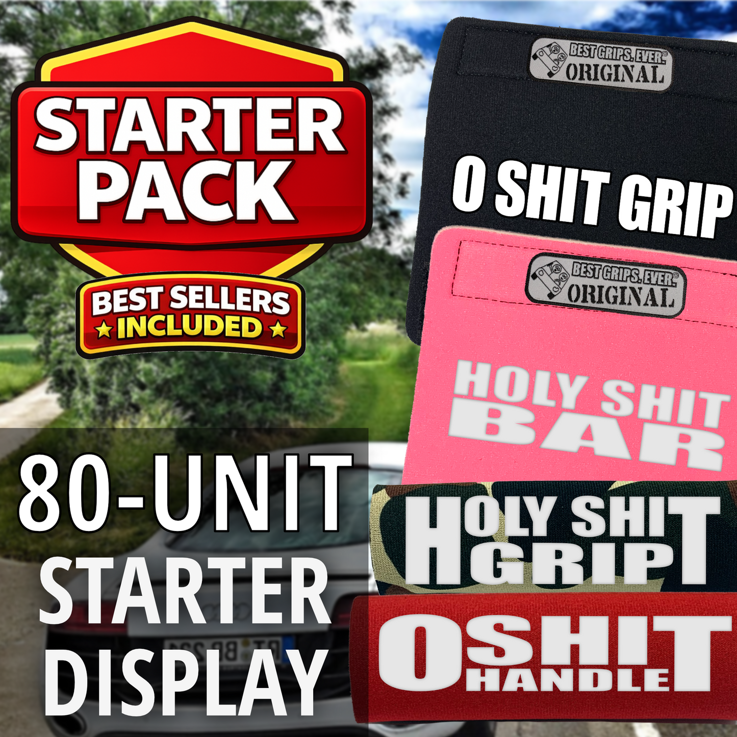 Funny Car Grab Handle Grip – "Best Sellers Sampler Pack - for Cars" Gag Gift Auto Accessory (80 Units)