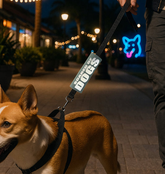 BEST GRIPS. EVER.® leash grip featuring HI-VIS SCARED of DOGS Grip, designed to improve comfort, control, and safety during dog walks.