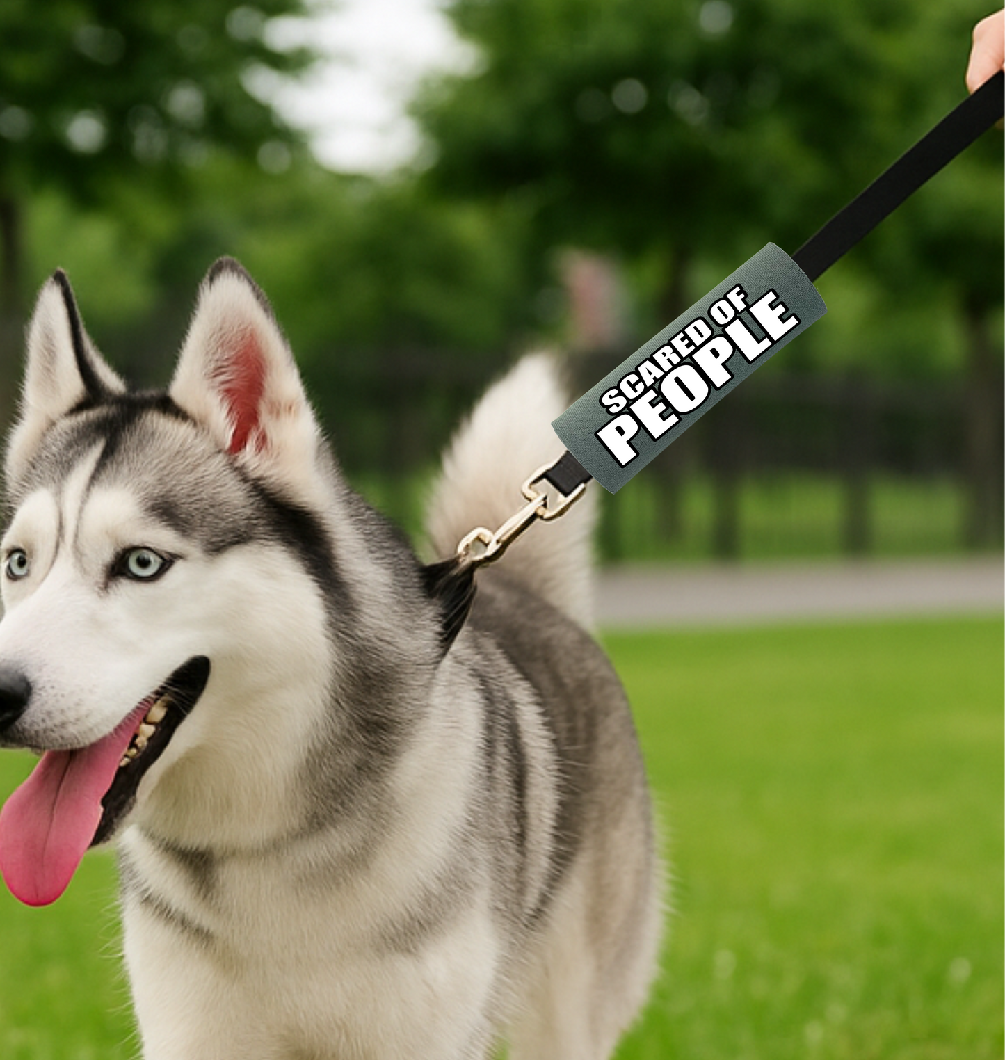 BEST GRIPS. EVER.® leash grip featuring SCARED OF PEOPLE Grip, designed to improve comfort, control, and safety during dog walks.