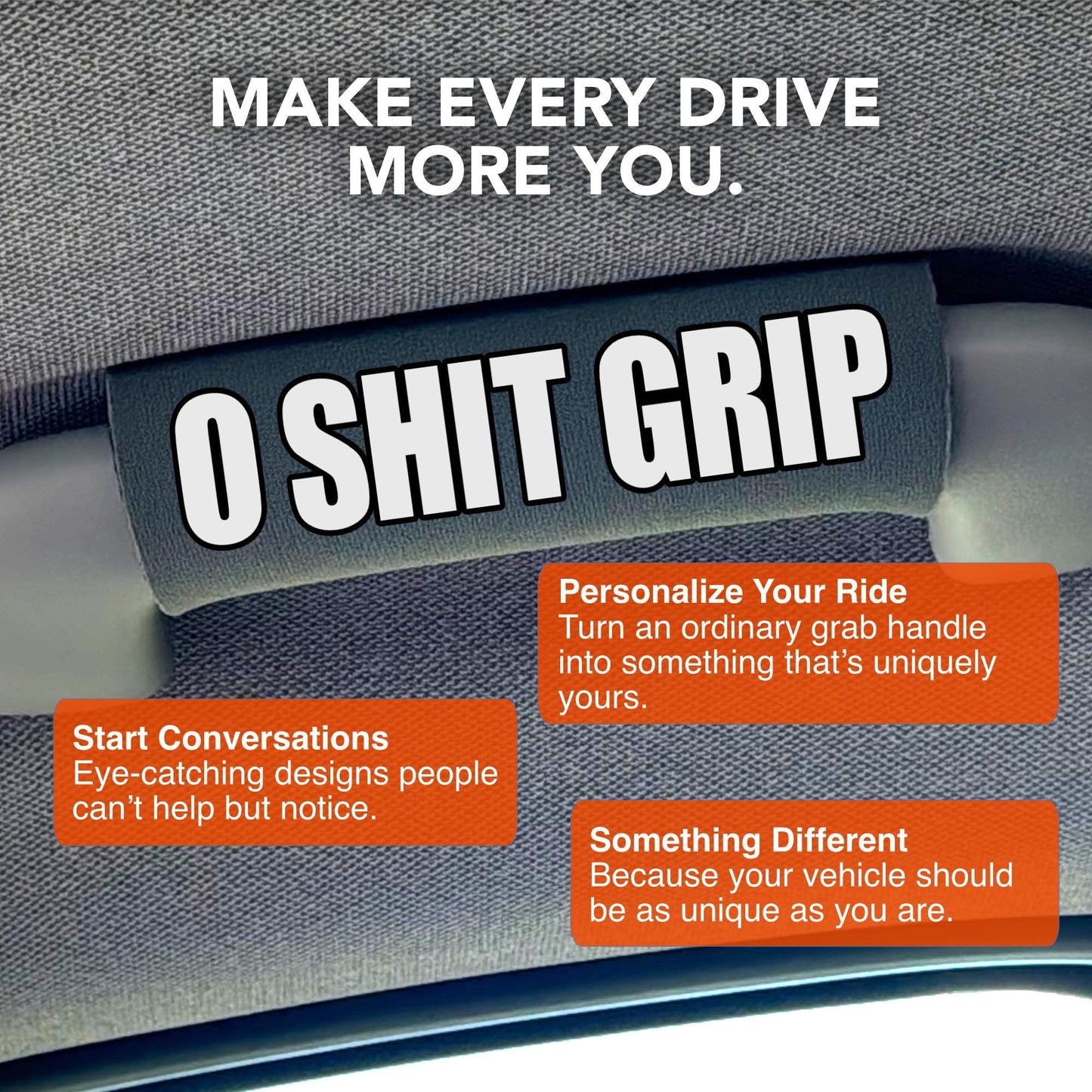 O Sh*t Grip – Car Grab Handle Cover, Hook and Loop Closure, Any Vehicle Gift