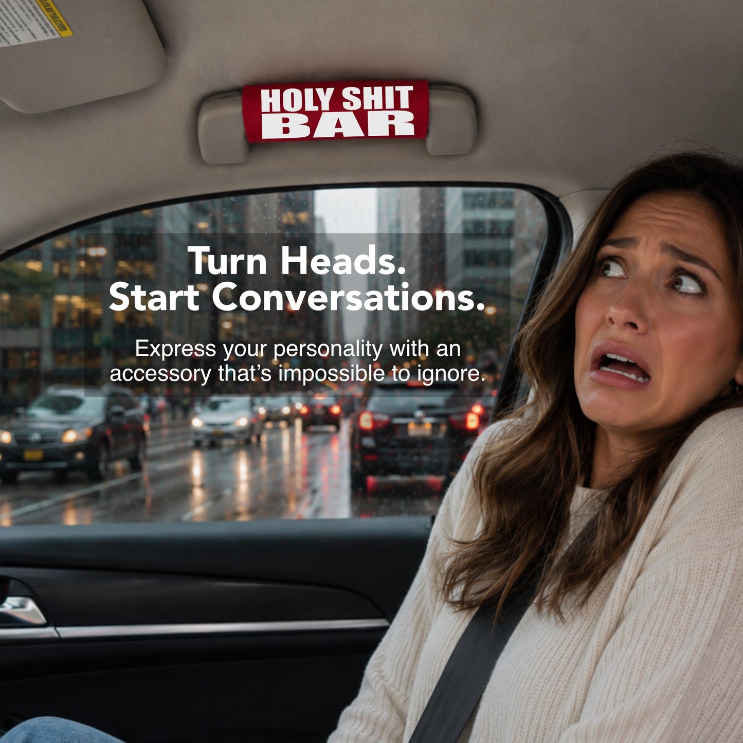 Holy Sh*t Bar® Car Grab Handle Cover – Funny Scared Passenger Car Gift